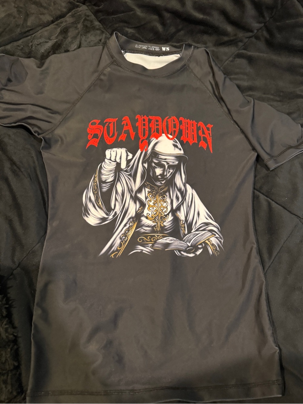 STAYDOWN Catholic graphic Short Sleeve BJJ rashguard